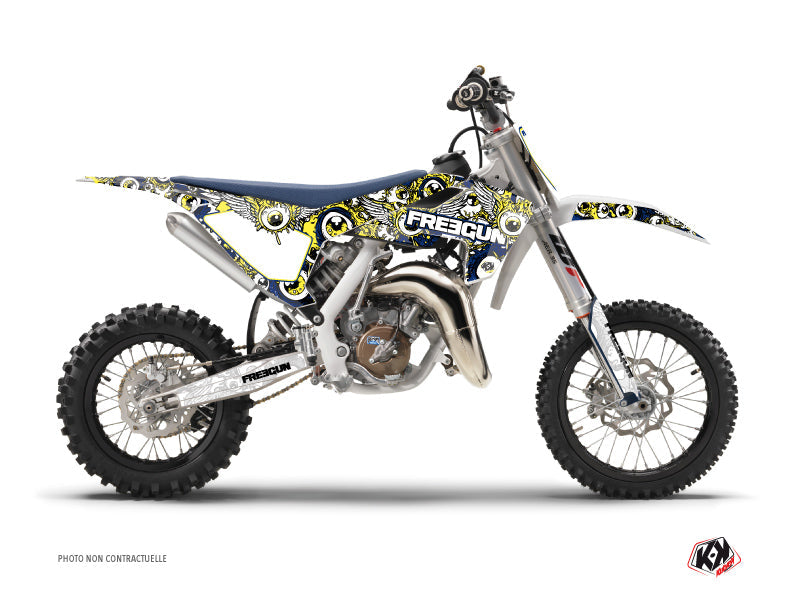 Husqvarna TC 65 Dirt Bike Freegun Eyed Graphic Kit Blue Yellow