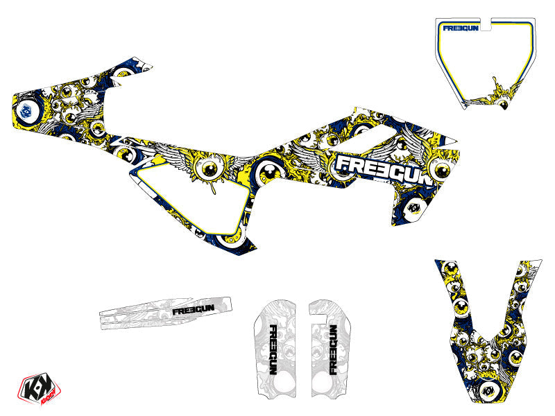 Husqvarna TC 65 Dirt Bike Freegun Eyed Graphic Kit Blue Yellow