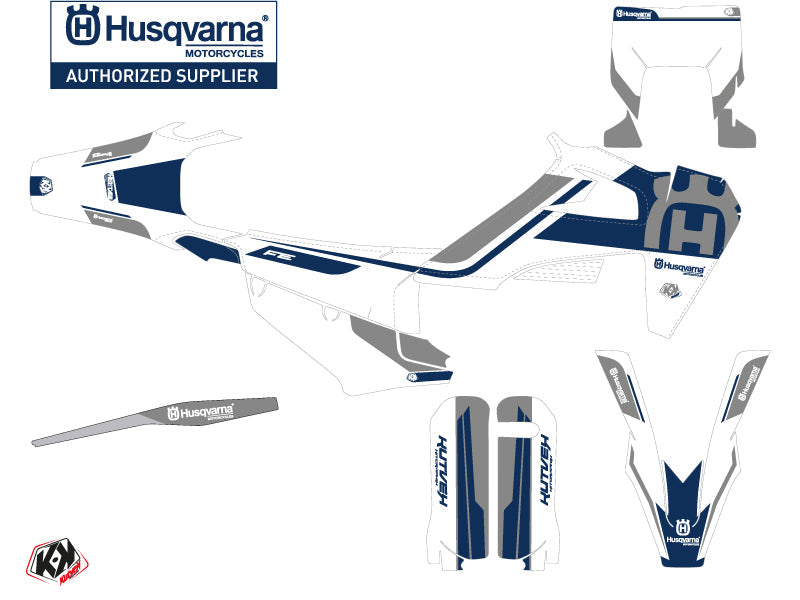 Husqvarna 250 FE Dirt Bike Heritage Graphic Kit White Grey