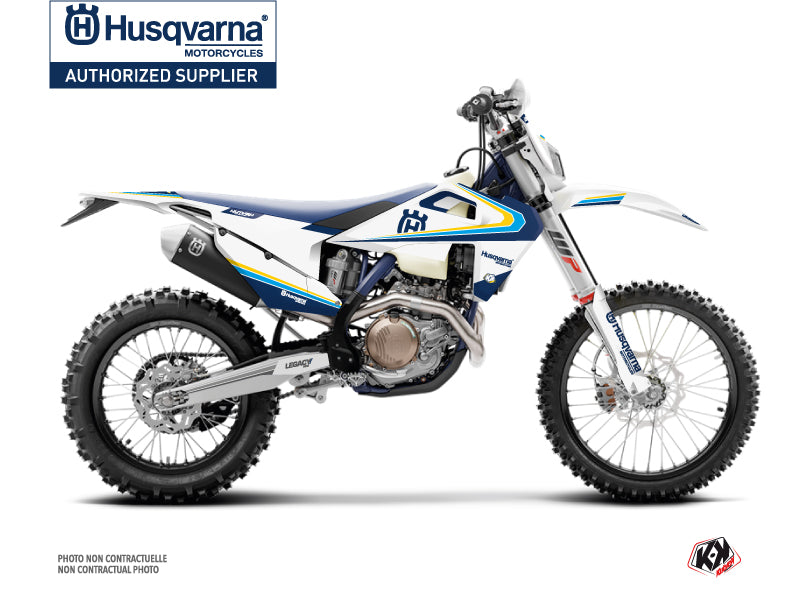 Husqvarna 125 TE Dirt Bike Legacy Graphic Kit Blue Yellow