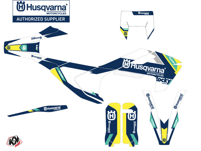 Husqvarna 250 FE Dirt Bike Rocky Graphic Kit Blue