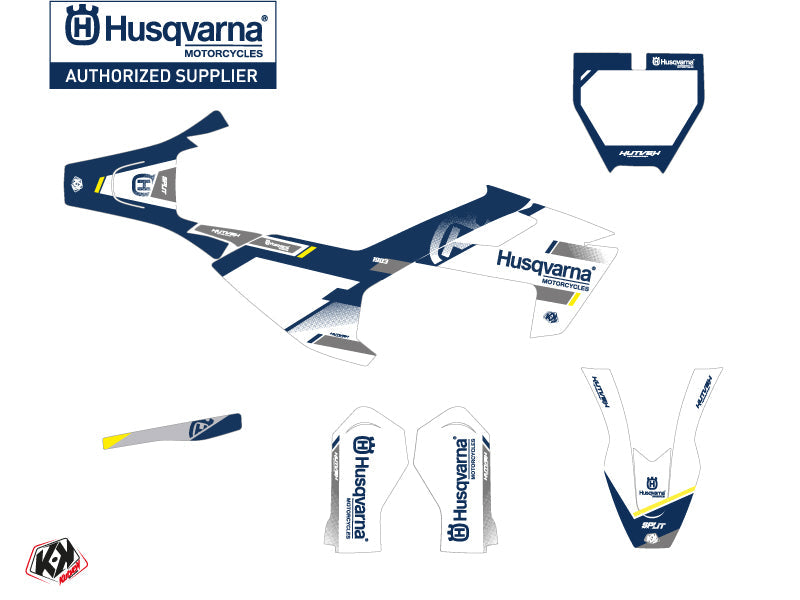 Husqvarna EE-5 Dirt Bike Split Graphic Kit White Blue