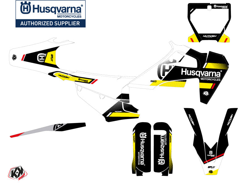 Husqvarna 350 FE Dirt Bike Split Graphic Kit Black Yellow