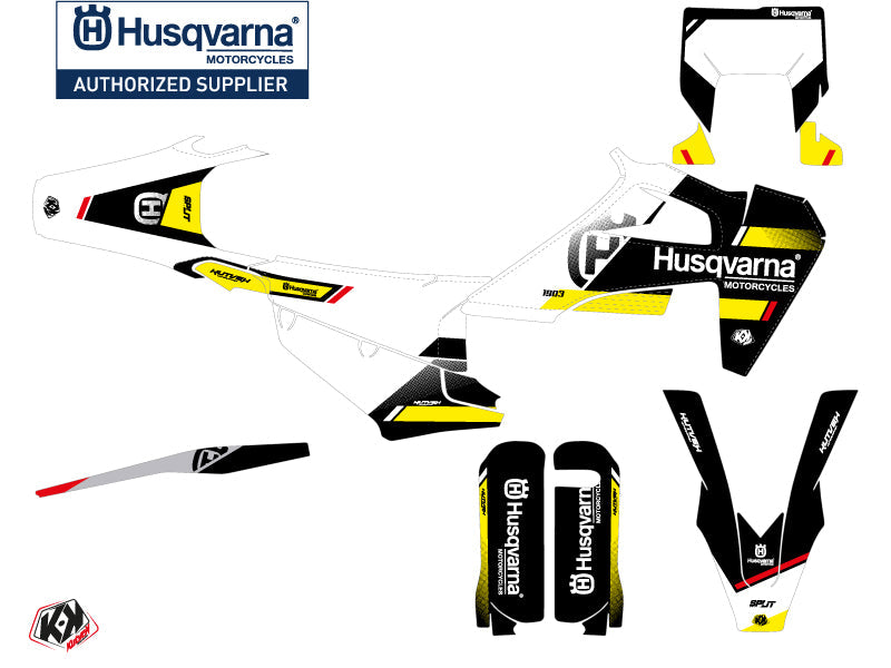 Husqvarna 501 FE Dirt Bike Split Graphic Kit Black Yellow