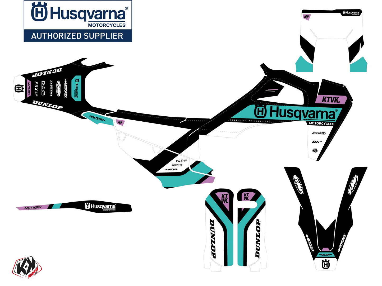 Husqvarna 250 FE Dirt Bike START Graphic Kit Turquoise